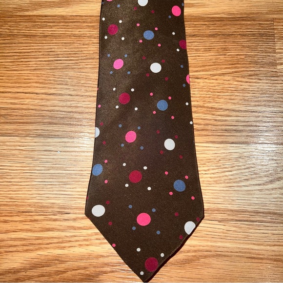 Vintage Gianni Versace‎ brown silk polka dot necktie Made in Spain - Picture 1 of 9